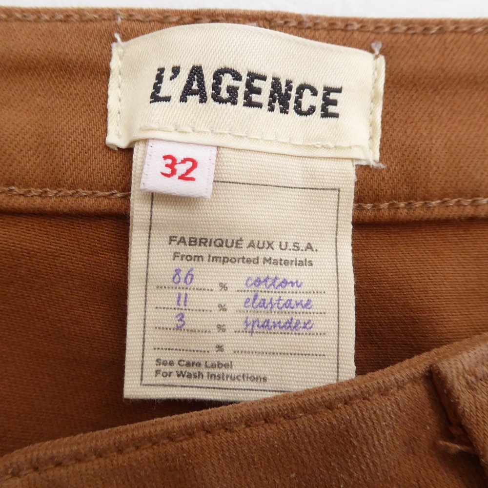 L'AGENCE Womens Kendra High Rise Cropped Flare Coated Denim Jeans Java Brown 32 - Picture 8 of 10